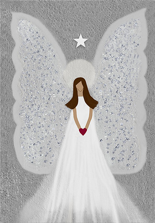 Silver Guardian Angel - Hand Painted in PS. Framed in white frame. 20"x28". My favorite