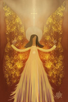 Golden Guardian Angel - Hand Painted in PS. Framed in white frame.  20"x28". Frank's favorite